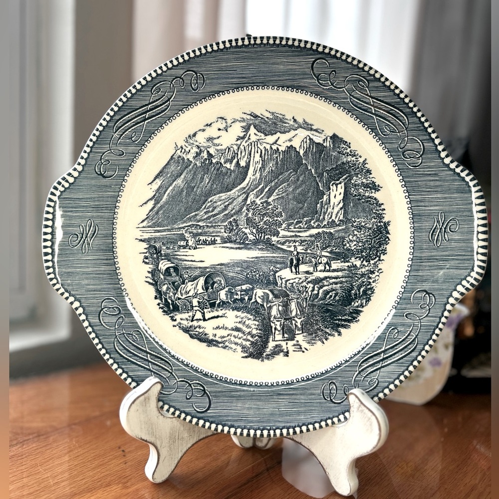 Vintage Currier and Ives Rocky Mountains Serving Plate with Handles By Royal